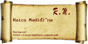 Raics Madléna névjegykártya